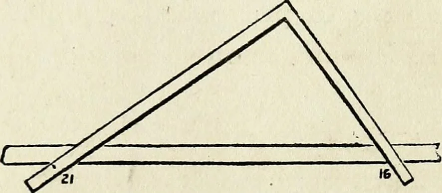 An illustration from A practical treatise on the steel square and its application to everyday use : being an exhaustive collection of steel square problems and solutions, "old and new", with many original and useful additions, forming a complete encyclopedia of steel square knowledge, together with a brief history of the square, and description of tables, keys and other aids and attachments, 1903, leaf 114