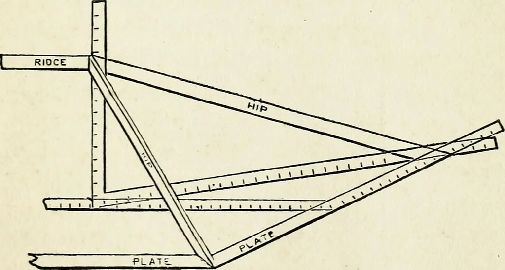 An illustration from A practical treatise on the steel square and its application to everyday use : being an exhaustive collection of steel square problems and solutions, "old and new", with many original and useful additions, forming a complete encyclopedia of steel square knowledge, together with a brief history of the square, and description of tables, keys and other aids and attachments, 1903, leaf 118