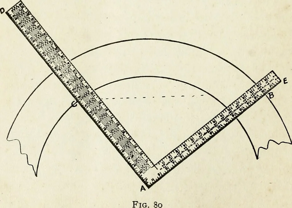 An illustration from A practical treatise on the steel square and its application to everyday use : being an exhaustive collection of steel square problems and solutions, "old and new", with many original and useful additions, forming a complete encyclopedia of steel square knowledge, together with a brief history of the square, and description of tables, keys and other aids and attachments, 1903, leaf 137