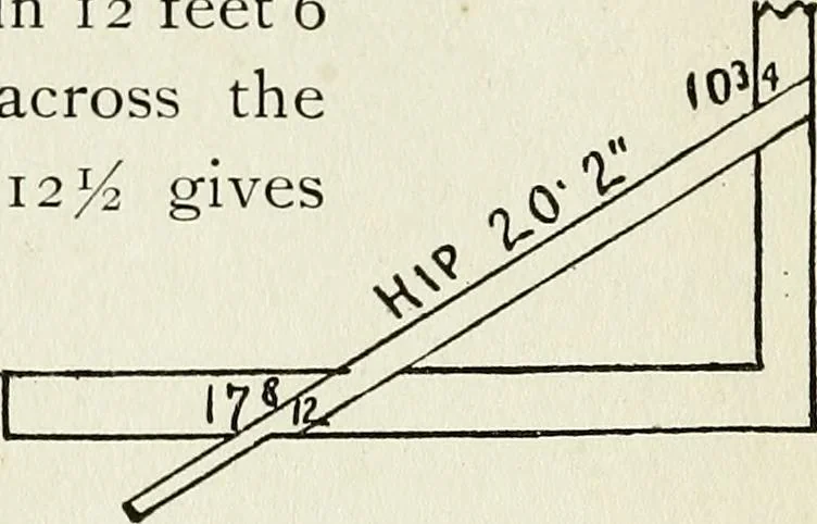 An illustration from A practical treatise on the steel square and its application to everyday use : being an exhaustive collection of steel square problems and solutions, "old and new", with many original and useful additions, forming a complete encyclopedia of steel square knowledge, together with a brief history of the square, and description of tables, keys and other aids and attachments, 1903, leaf 155