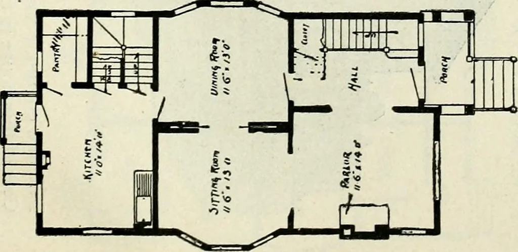 An illustration from A practical treatise on the steel square and its application to everyday use : being an exhaustive collection of steel square problems and solutions, "old and new", with many original and useful additions, forming a complete encyclopedia of steel square knowledge, together with a brief history of the square, and description of tables, keys and other aids and attachments, 1903, leaf 278