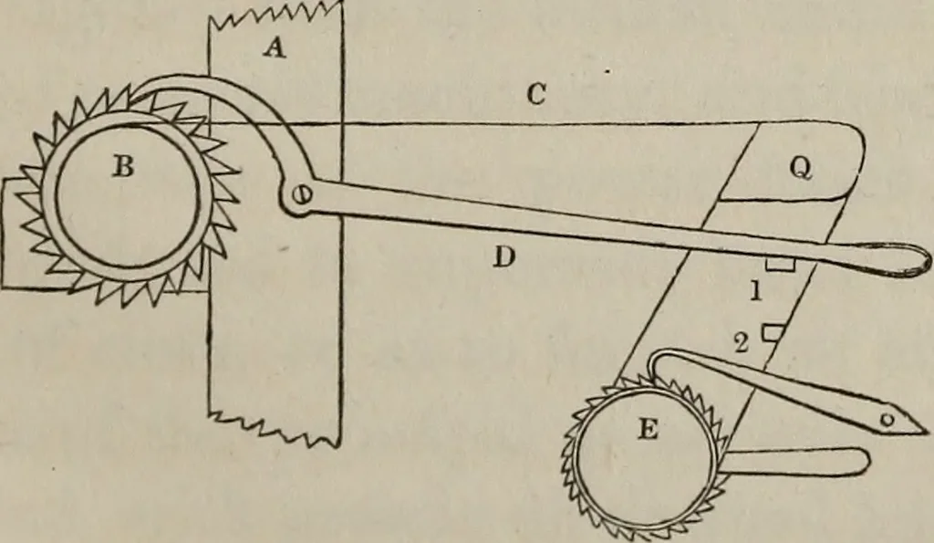 An illustration from A practical treatise on weaving by hand and power looms : intended as a text book for manufacturers by hand and power looms, and power loom engineers ..., 1846, leaf 100