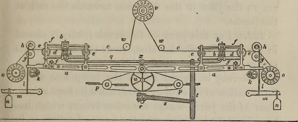 An illustration from A practical treatise on weaving by hand and power looms : intended as a text book for manufacturers by hand and power looms, and power loom engineers ..., 1846, leaf 142