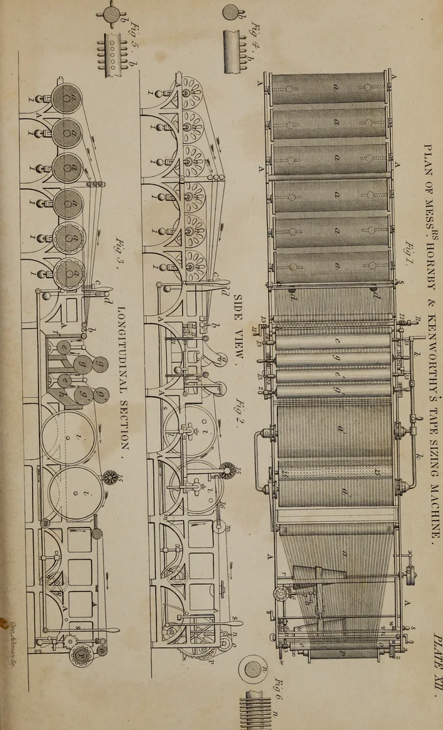 An illustration from A practical treatise on weaving by hand and power looms : intended as a text book for manufacturers by hand and power looms, and power loom engineers ..., 1846, leaf 394