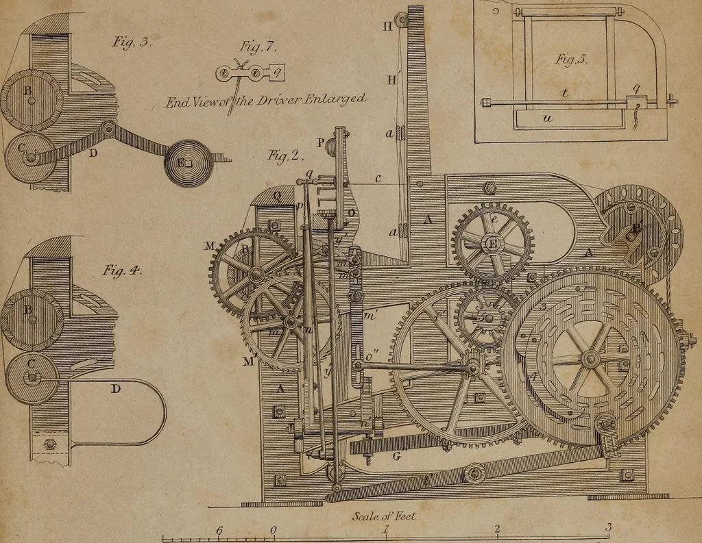 An illustration from A practical treatise on weaving by hand and power looms : intended as a text book for manufacturers by hand and power looms, and power loom engineers ..., 1846, leaf 396