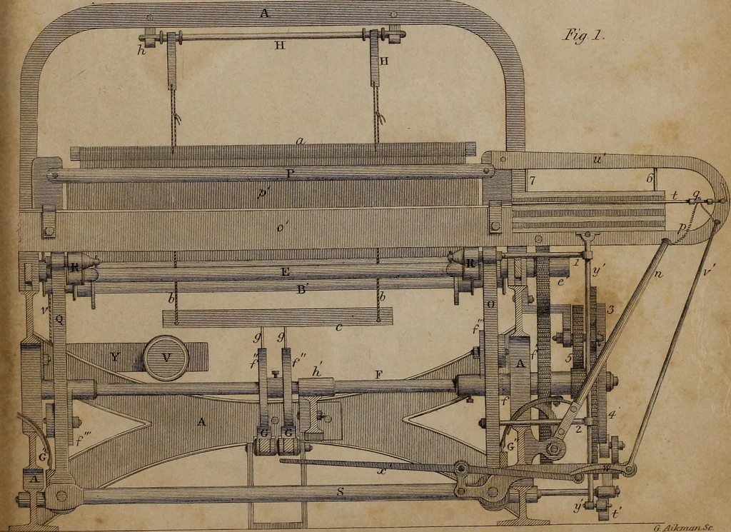 An illustration from A practical treatise on weaving by hand and power looms : intended as a text book for manufacturers by hand and power looms, and power loom engineers ..., 1846, leaf 396