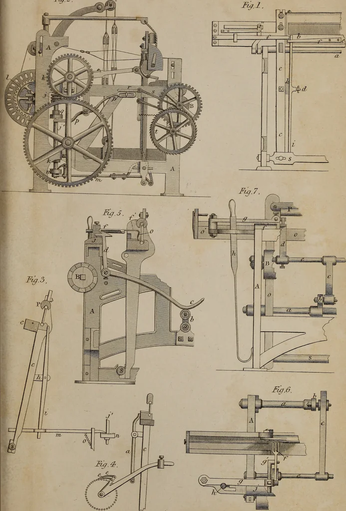 An illustration from A practical treatise on weaving by hand and power looms : intended as a text book for manufacturers by hand and power looms, and power loom engineers ..., 1846, leaf 398