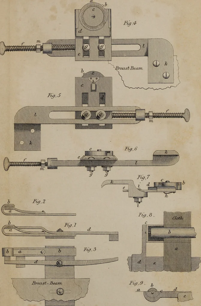 An illustration from A practical treatise on weaving by hand and power looms : intended as a text book for manufacturers by hand and power looms, and power loom engineers ..., 1846, leaf 400