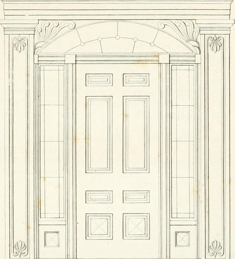 An illustration from Practice of architecture : containing the five orders of architecture and an additional column and entablature, with all their elements and details explained and illustrated, for the use of carpenters and practical men., 1835, leaf 142