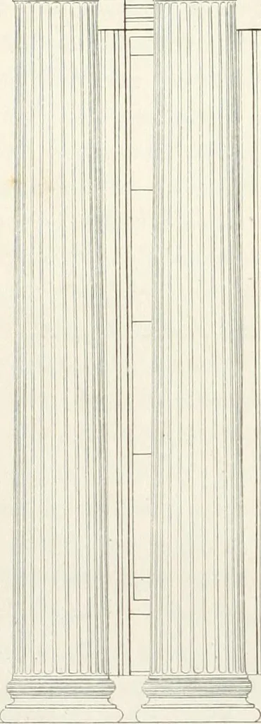 An illustration from Practice of architecture : containing the five orders of architecture and an additional column and entablature, with all their elements and details explained and illustrated, for the use of carpenters and practical men., 1835, leaf 155