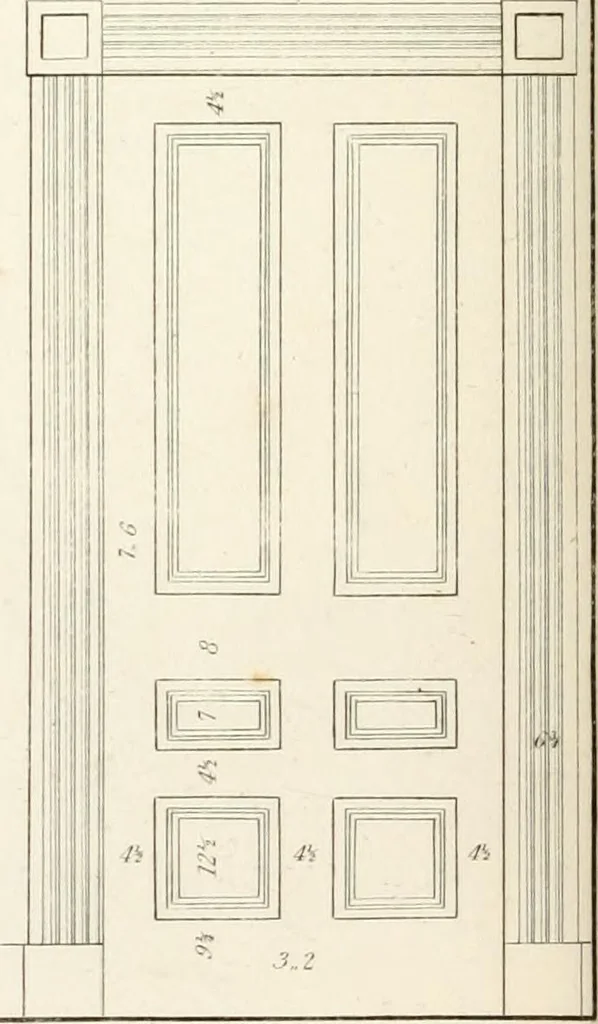 An illustration from Practice of architecture : containing the five orders of architecture and an additional column and entablature, with all their elements and details explained and illustrated, for the use of carpenters and practical men., 1835, leaf 175