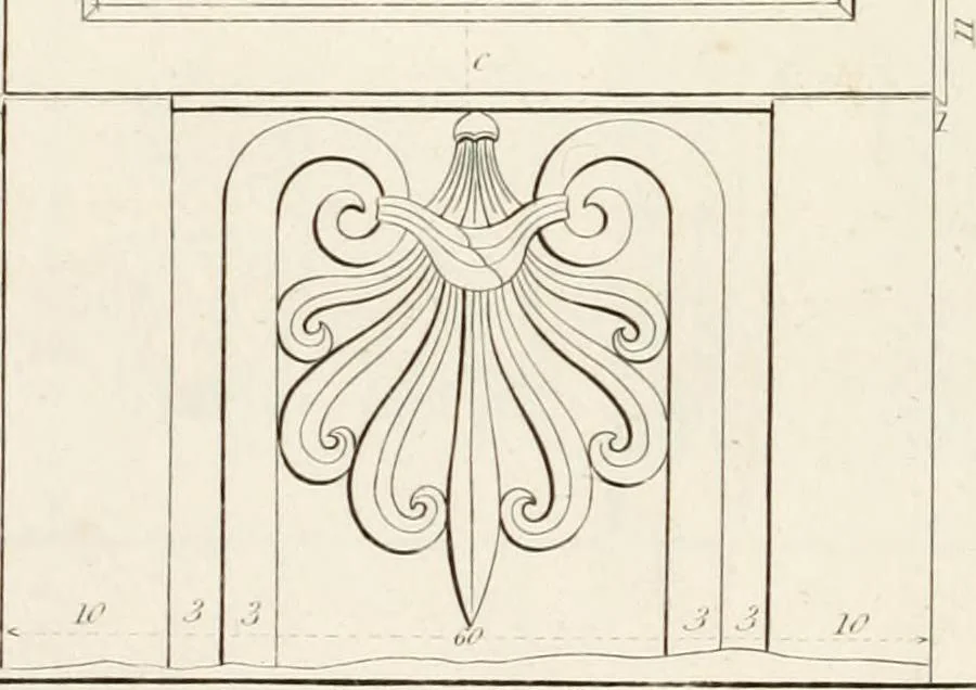 An illustration from Practice of architecture : containing the five orders of architecture and an additional column and entablature, with all their elements and details explained and illustrated, for the use of carpenters and practical men., 1835, leaf 177