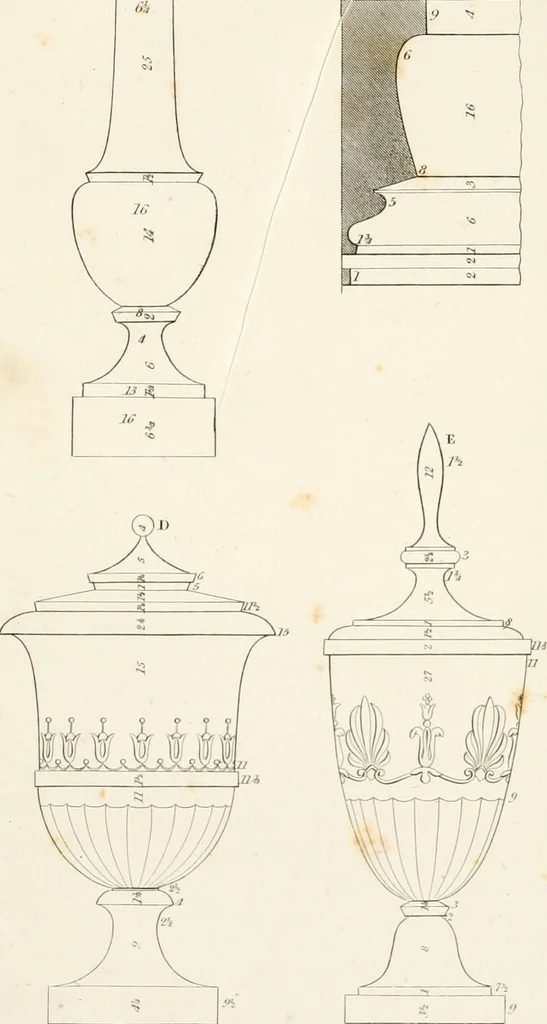 An illustration from Practice of architecture : containing the five orders of architecture and an additional column and entablature, with all their elements and details explained and illustrated, for the use of carpenters and practical men., 1835, leaf 189