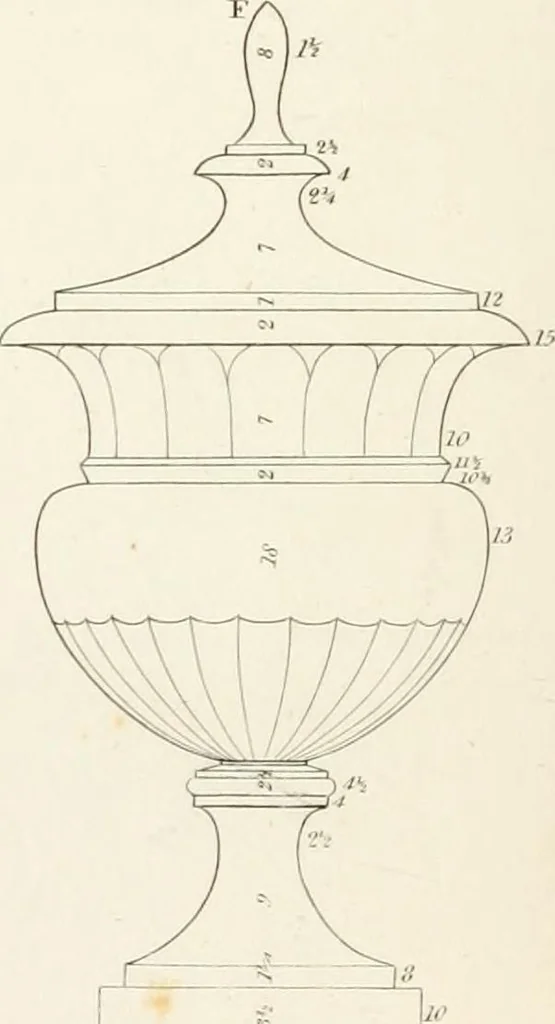 An illustration from Practice of architecture : containing the five orders of architecture and an additional column and entablature, with all their elements and details explained and illustrated, for the use of carpenters and practical men., 1835, leaf 189