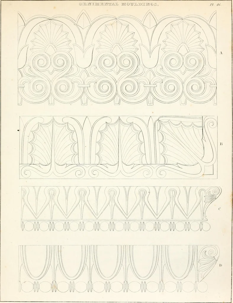 An illustration from Practice of architecture : containing the five orders of architecture and an additional column and entablature, with all their elements and details explained and illustrated, for the use of carpenters and practical men., 1835, leaf 192