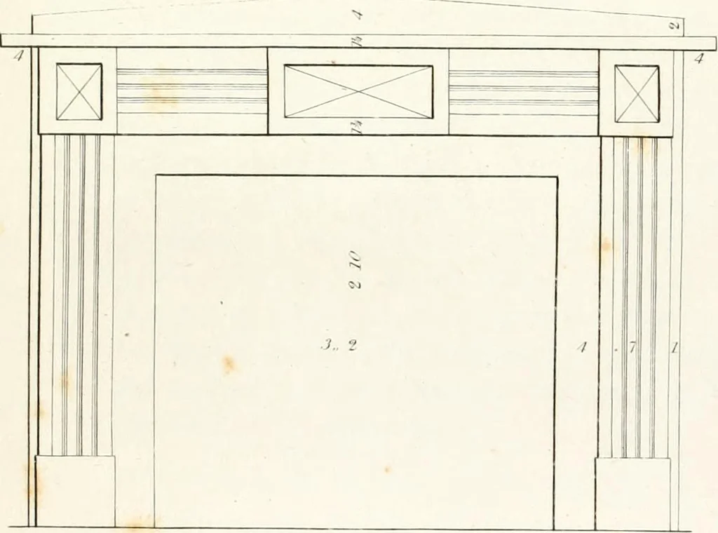 An illustration from Practice of architecture : containing the five orders of architecture and an additional column and entablature, with all their elements and details explained and illustrated, for the use of carpenters and practical men., 1835, leaf 198