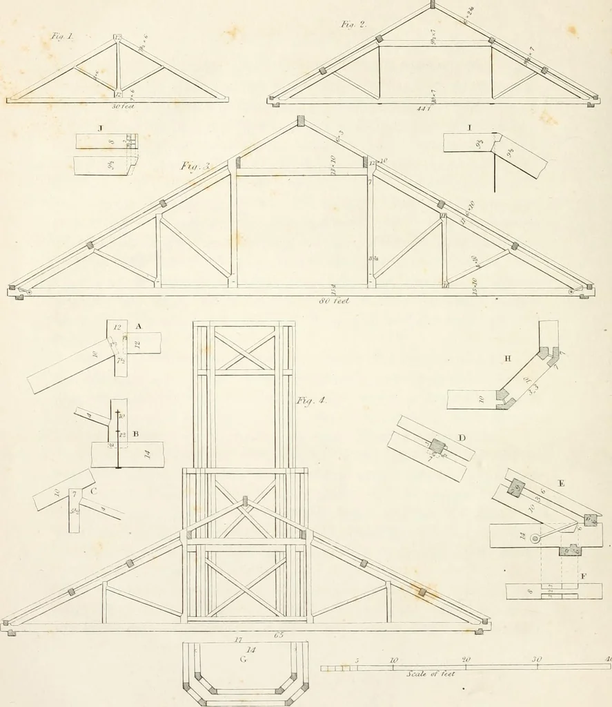 An illustration from Practice of architecture : containing the five orders of architecture and an additional column and entablature, with all their elements and details explained and illustrated, for the use of carpenters and practical men., 1835, leaf 233