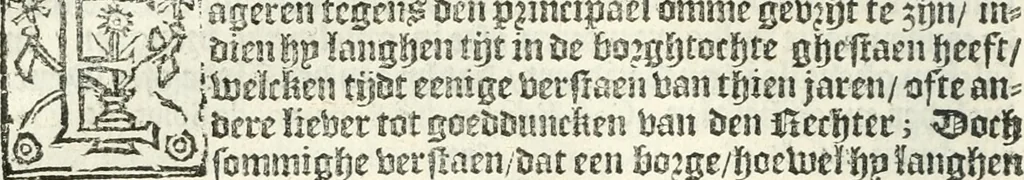 An illustration from Practycke der Nederlansche rechten, van de daghelijcksche soo civile als criminele questien, 1645, leaf 97