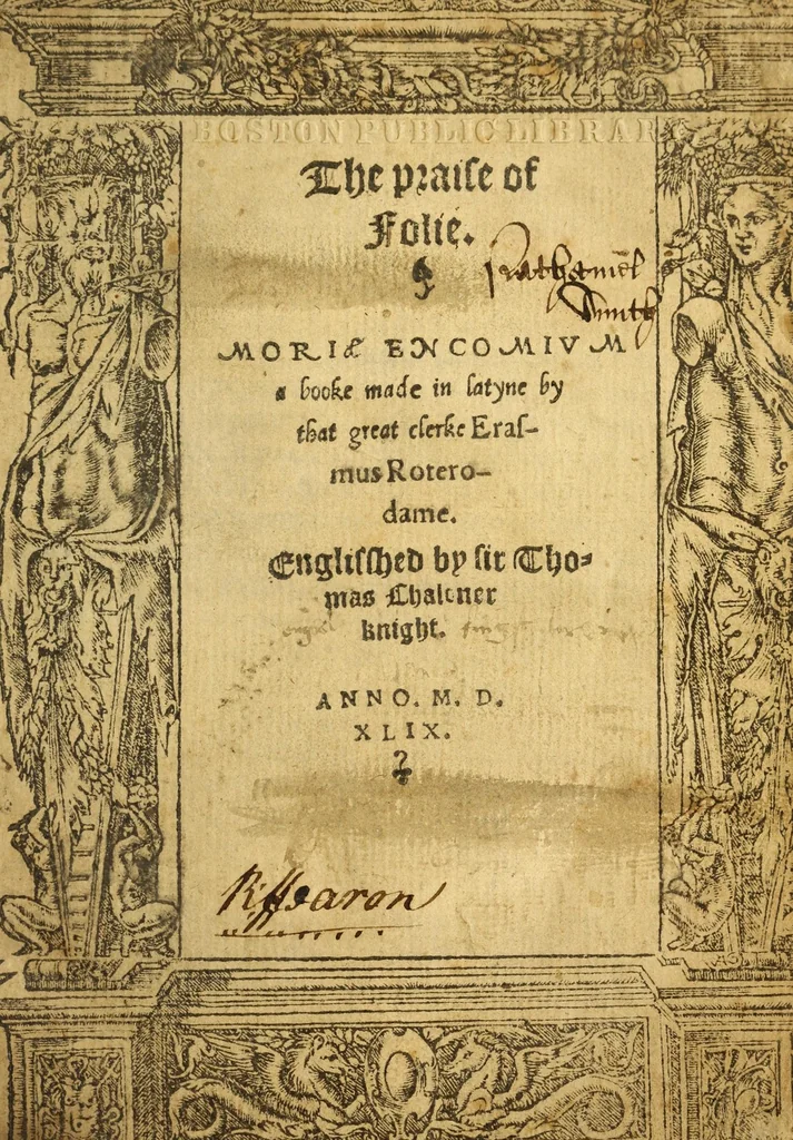 An illustration from The praise of folie = Moriae encomium, 1557, leaf 7