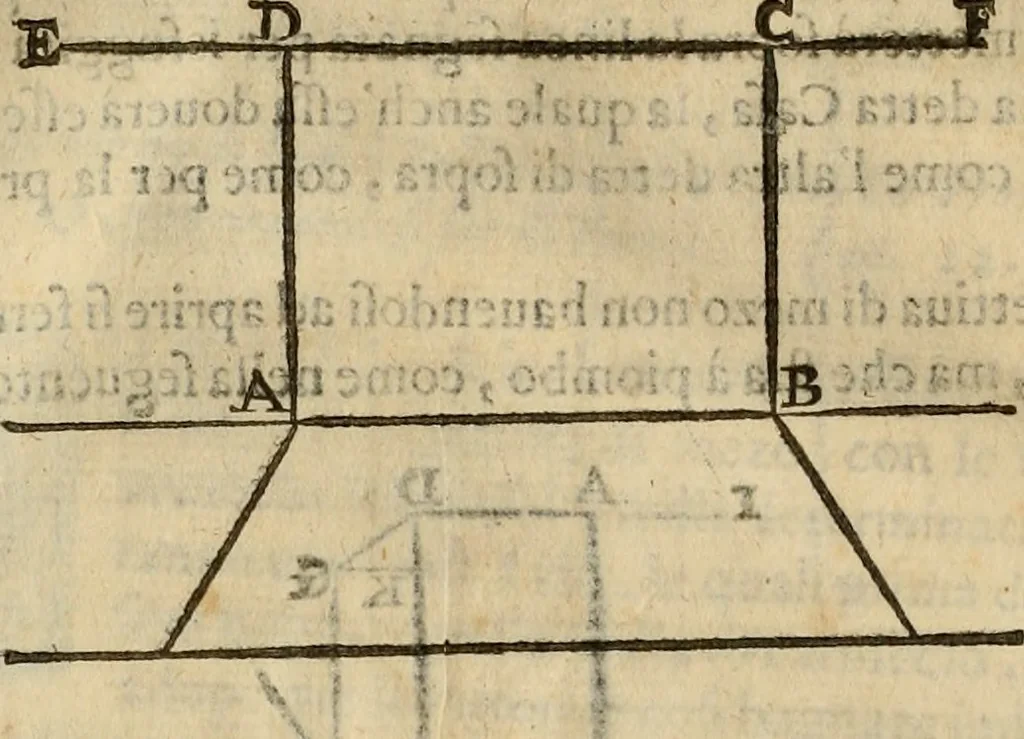 An illustration from Pratica di fabricar scene e machine ne' teatri, 1638, leaf 33