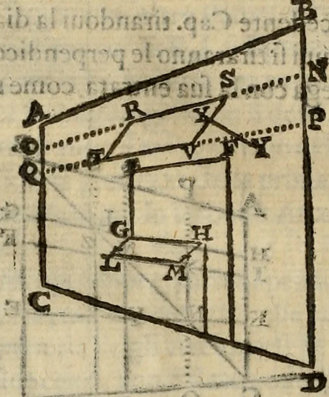 An illustration from Pratica di fabricar scene e machine ne' teatri, 1638, leaf 49