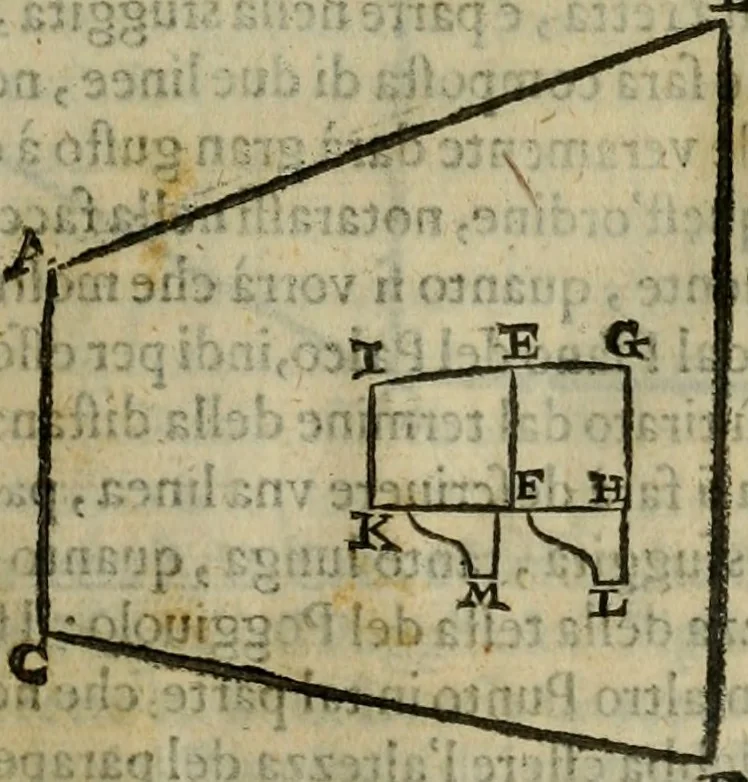 An illustration from Pratica di fabricar scene e machine ne' teatri, 1638, leaf 52