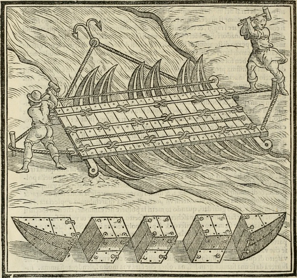 An illustration from Pratica manvale di arteglieria : nella quale si tratta della inuentione di essa, dell'ordine di condurla, & piantarla sotto à qualunque fortezza, fabricar mine da far volar in alto le fortezze, spianar le montagne, diuertir l'acque offensiue i regni & prouincie, tirar co i pezzi in molti & diuersi modi, far fuochi artificiali : con altri bellissimi secreti all'essercitio dell'arteglieria appartenenti, 1586, leaf 193