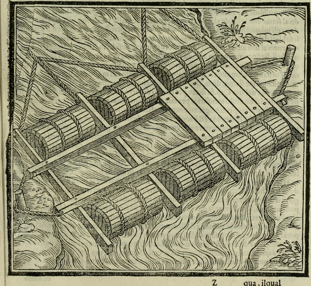 An illustration from Pratica manvale di arteglieria : nella quale si tratta della inuentione di essa, dell'ordine di condurla, & piantarla sotto à qualunque fortezza, fabricar mine da far volar in alto le fortezze, spianar le montagne, diuertir l'acque offensiue i regni & prouincie, tirar co i pezzi in molti & diuersi modi, far fuochi artificiali : con altri bellissimi secreti all'essercitio dell'arteglieria appartenenti, 1586, leaf 194