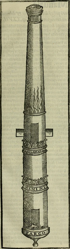 An illustration from Pratica manvale di arteglieria : nella quale si tratta della inuentione di essa, dell'ordine di condurla, & piantarla sotto à qualunque fortezza, fabricar mine da far volar in alto le fortezze, spianar le montagne, diuertir l'acque offensiue i regni & prouincie, tirar co i pezzi in molti & diuersi modi, far fuochi artificiali : con altri bellissimi secreti all'essercitio dell'arteglieria appartenenti, 1586, leaf 70