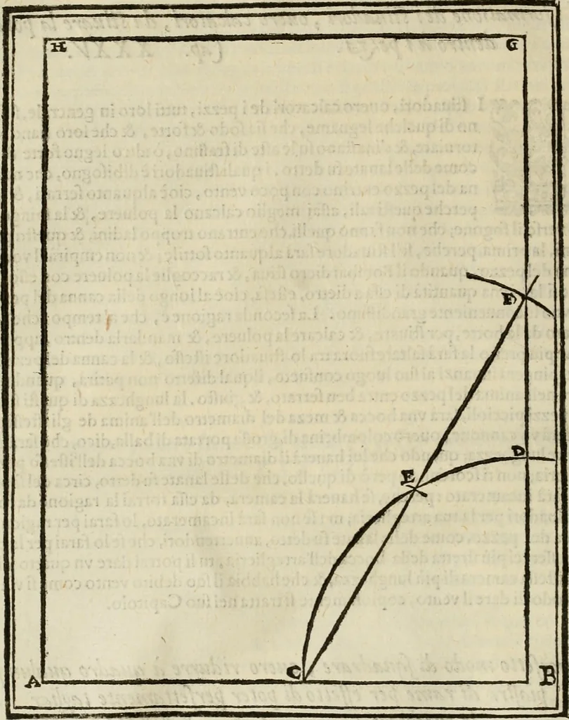 An illustration from Pratica manvale di arteglieria : nella quale si tratta della inuentione di essa, dell'ordine di condurla, & piantarla sotto à qualunque fortezza, fabricar mine da far volar in alto le fortezze, spianar le montagne, diuertir l'acque offensiue i regni & prouincie, tirar co i pezzi in molti & diuersi modi, far fuochi artificiali : con altri bellissimi secreti all'essercitio dell'arteglieria appartenenti, 1586, leaf 79