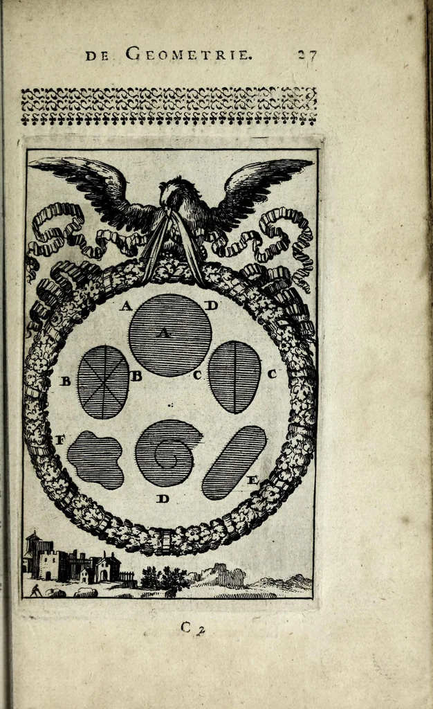 An illustration from Pratique de la geometrie, sur le papier et sur le terrain : ou par une methode nouvelle & singuliere l'on peut avec facilité & en peu de temps se perfectionner en cette science, 1691, leaf 39
