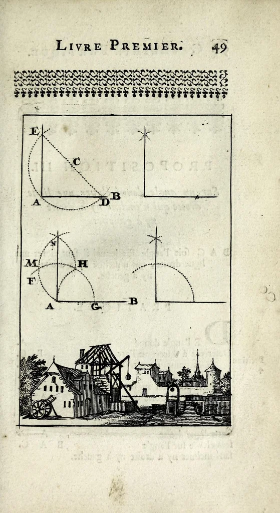 An illustration from Pratique de la geometrie, sur le papier et sur le terrain : ou par une methode nouvelle & singuliere l'on peut avec facilité & en peu de temps se perfectionner en cette science, 1691, leaf 61