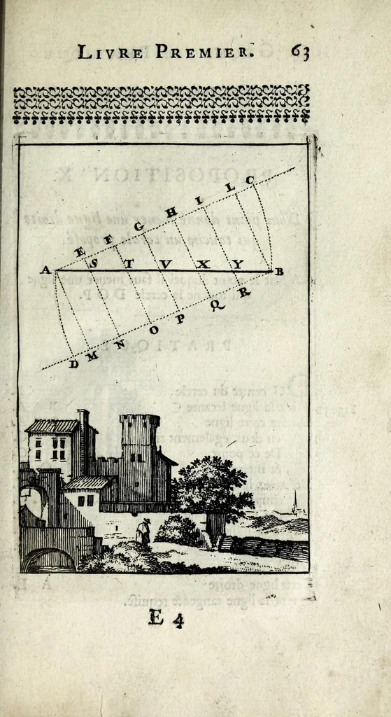 An illustration from Pratique de la geometrie, sur le papier et sur le terrain : ou par une methode nouvelle & singuliere l'on peut avec facilité & en peu de temps se perfectionner en cette science, 1691, leaf 75