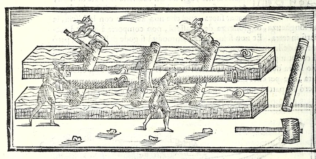 An illustration from Prattica manuale dell'artiglieria : doue si tratta dell'eccellenza, & origine dell'arte militare, e delle machine vsate da gli antichi : dell'inuentione della poluere, & artiglieria : del modo di condurla per acqua, e per terra, e piantarla in qual si voglia impresa : di fabricar le mine per mandar' in aria fortezze, e montagne : di fuochi artificiali : e di varij secreti, & importantissimi auuertimenti all'vso della guerra vtilissimi, e necessarij : e nel fine d'vn molto copioso, & importante essamine de'bombardieri ..., 1606, leaf 296