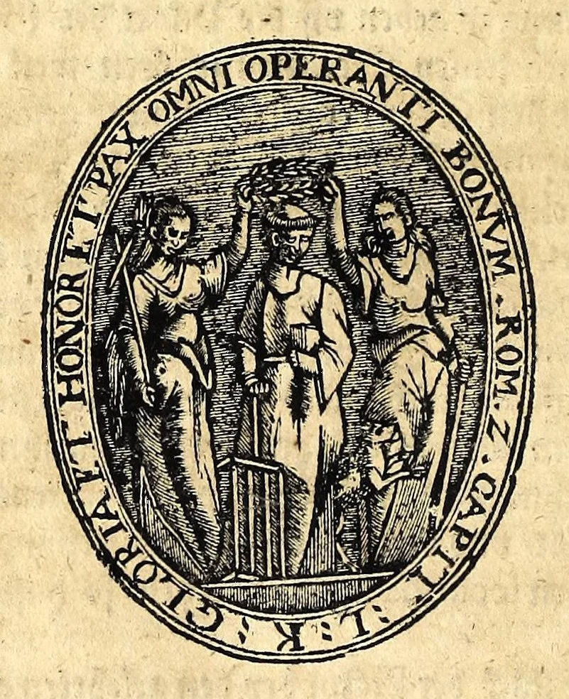 An illustration from Praxis perspectivae : das ist, von Verzeichnungen ein aussführlicher Bericht, darinnen das jenige was die Scenographi erfordert, begrieffen, vnd in welchen allerley dinge vff allerley Stände in ein Perspectivischen Auffzug zu bringen gelehret : auch das was wundersam hierbey sich begeben kan, erkläret wird ..., 1615, leaf 76
