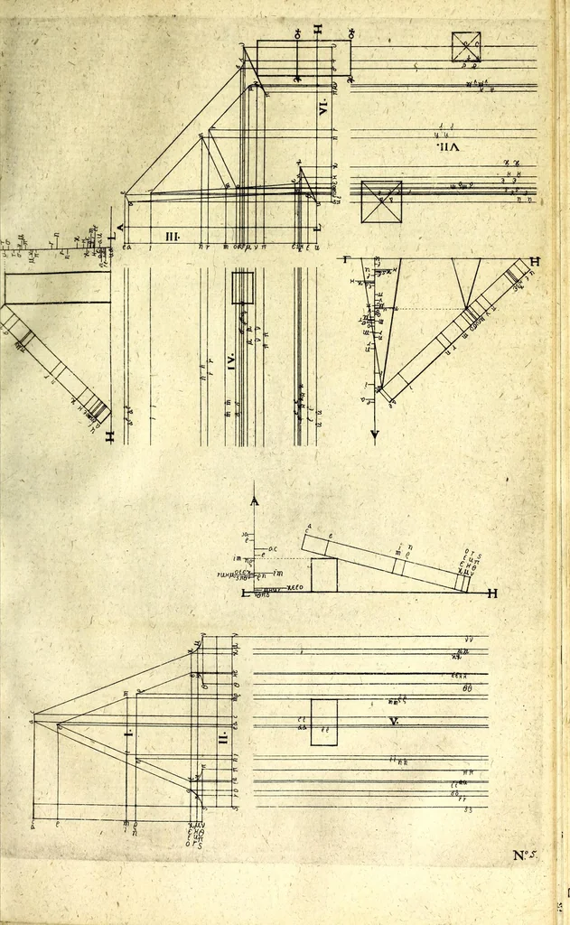 An illustration from Praxis perspectivae : das ist, von Verzeichnungen ein aussführlicher Bericht, darinnen das jenige was die Scenographi erfordert, begrieffen, vnd in welchen allerley dinge vff allerley Stände in ein Perspectivischen Auffzug zu bringen gelehret : auch das was wundersam hierbey sich begeben kan, erkläret wird ..., 1615, leaf 85