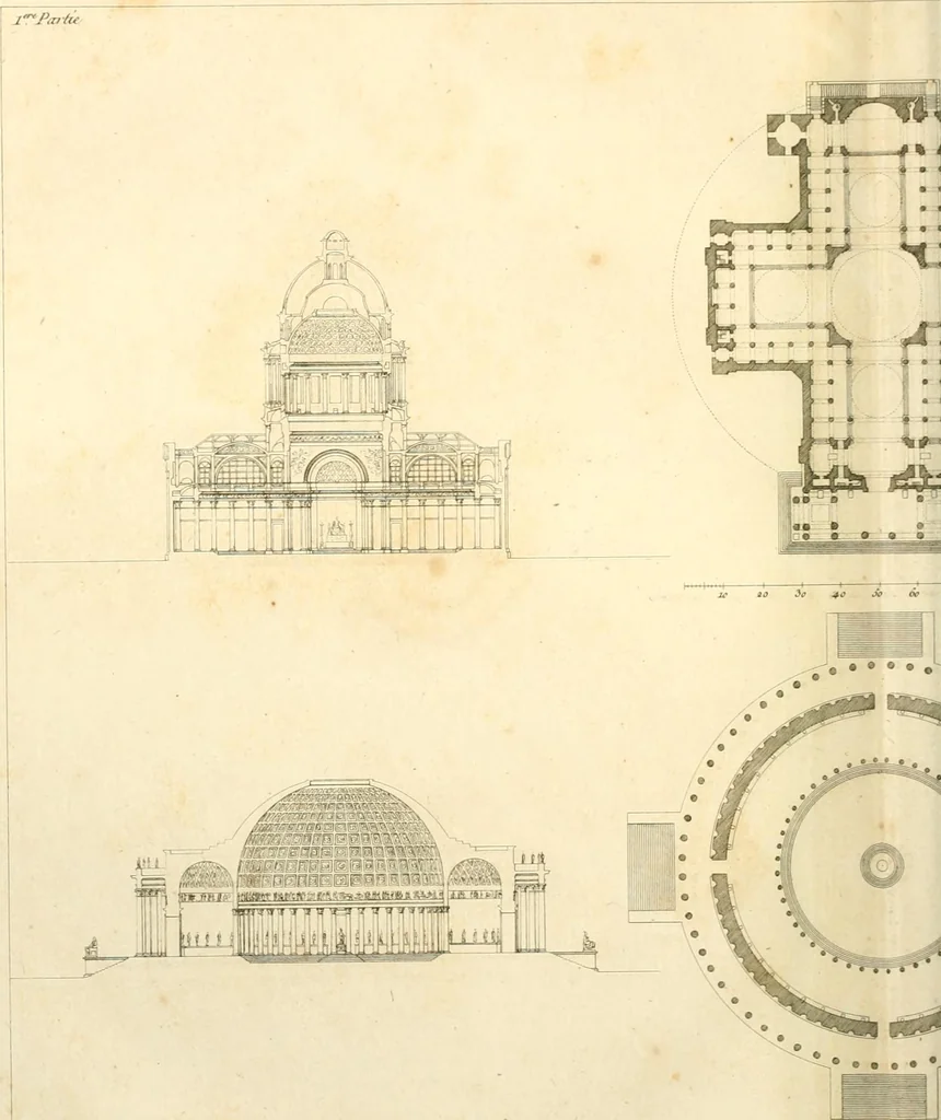 An illustration from Précis des leçons d'architecture données à l'École polytechnique, 1802, leaf 105