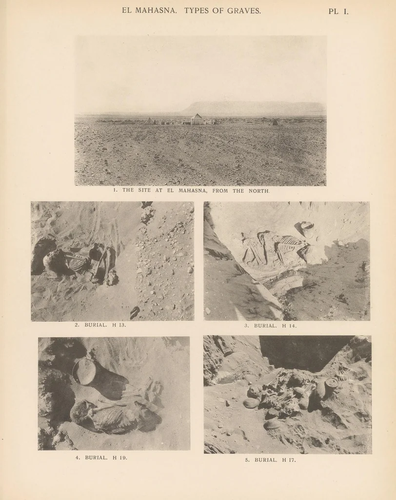 An illustration from Pre-dynastic cemetery at El Mahasna, 1911, leaf 55