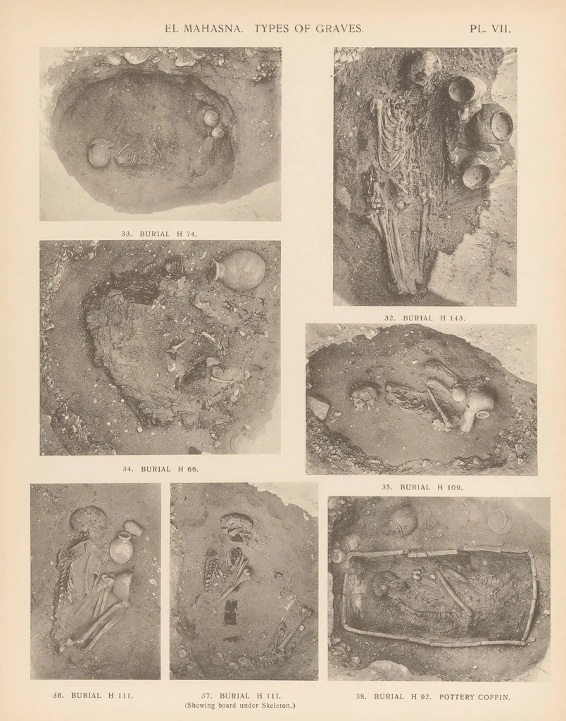 An illustration from Pre-dynastic cemetery at El Mahasna, 1911, leaf 67