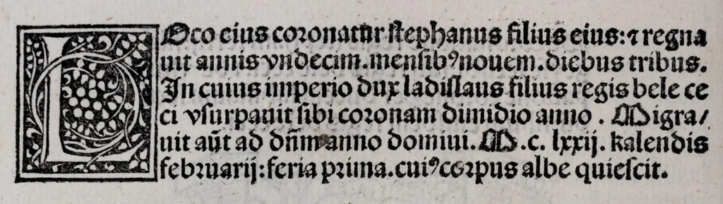 An illustration from Prefatio magistri iohannis de thwrocz : in primu[m] libru[m] Chronice hungaror[um] foeliciter incipit, leaf 146