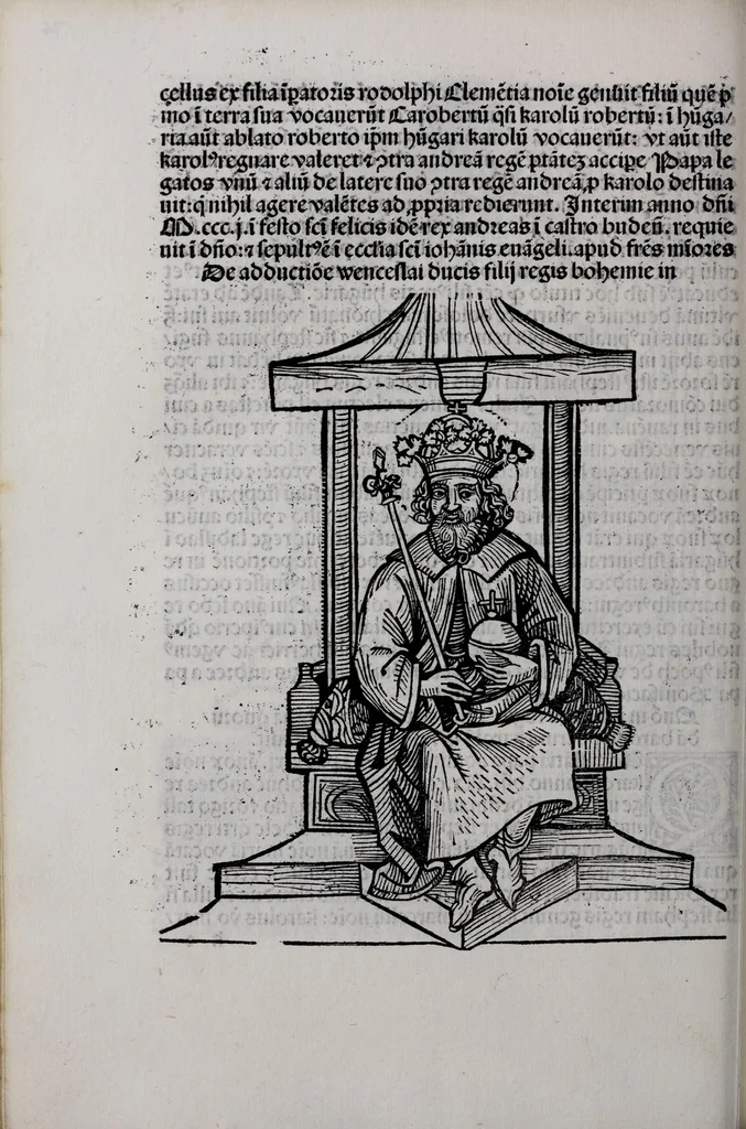 An illustration from Prefatio magistri iohannis de thwrocz : in primu[m] libru[m] Chronice hungaror[um] foeliciter incipit, leaf 160