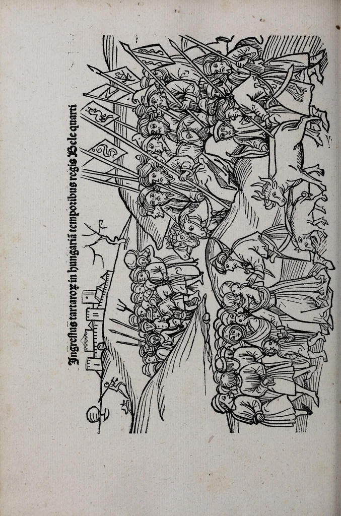 An illustration from Prefatio magistri iohannis de thwrocz : in primu[m] libru[m] Chronice hungaror[um] foeliciter incipit, leaf 320