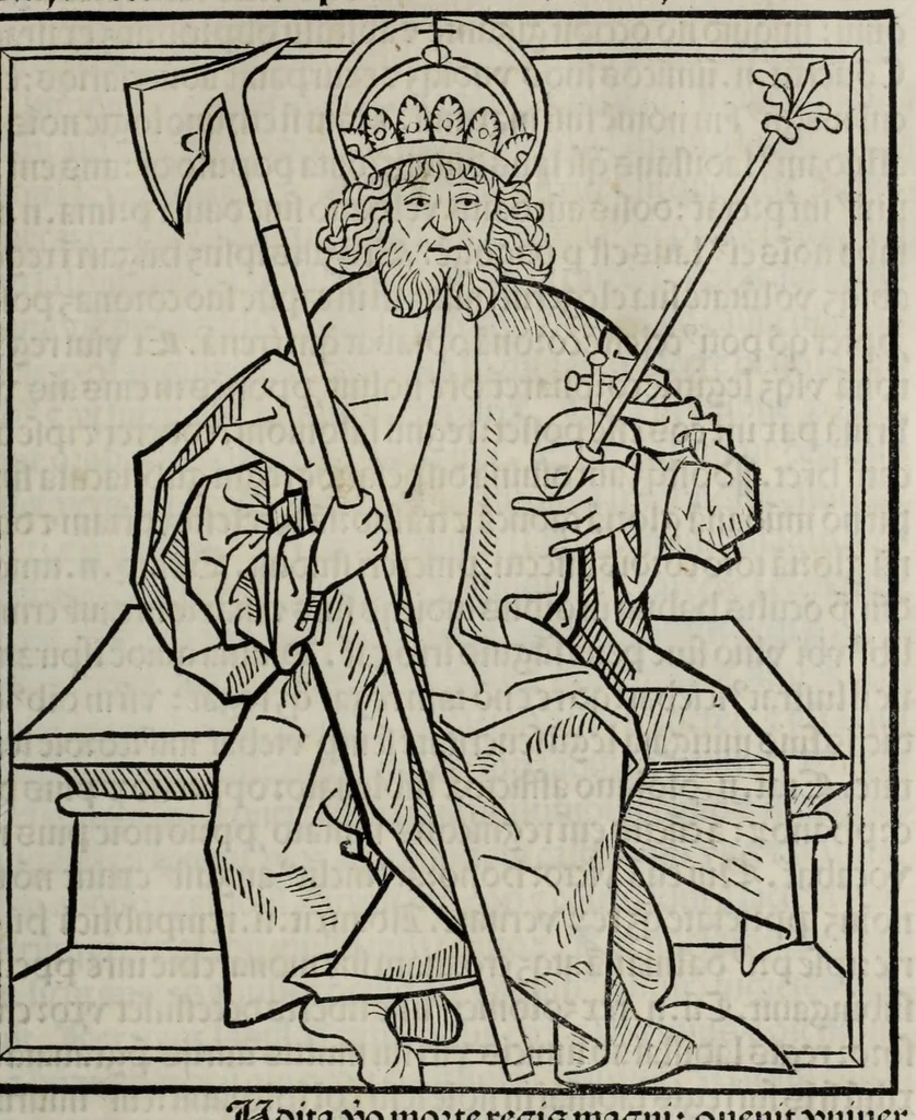 An illustration from Prefatio magistri Ioha[n]nis de thwrocz : in primu[m] libru[m] Chronice hungaror[um] foeliciter incipit, leaf 123