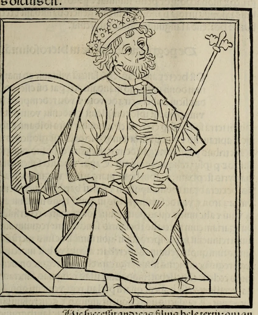 An illustration from Prefatio magistri Ioha[n]nis de thwrocz : in primu[m] libru[m] Chronice hungaror[um] foeliciter incipit, leaf 151