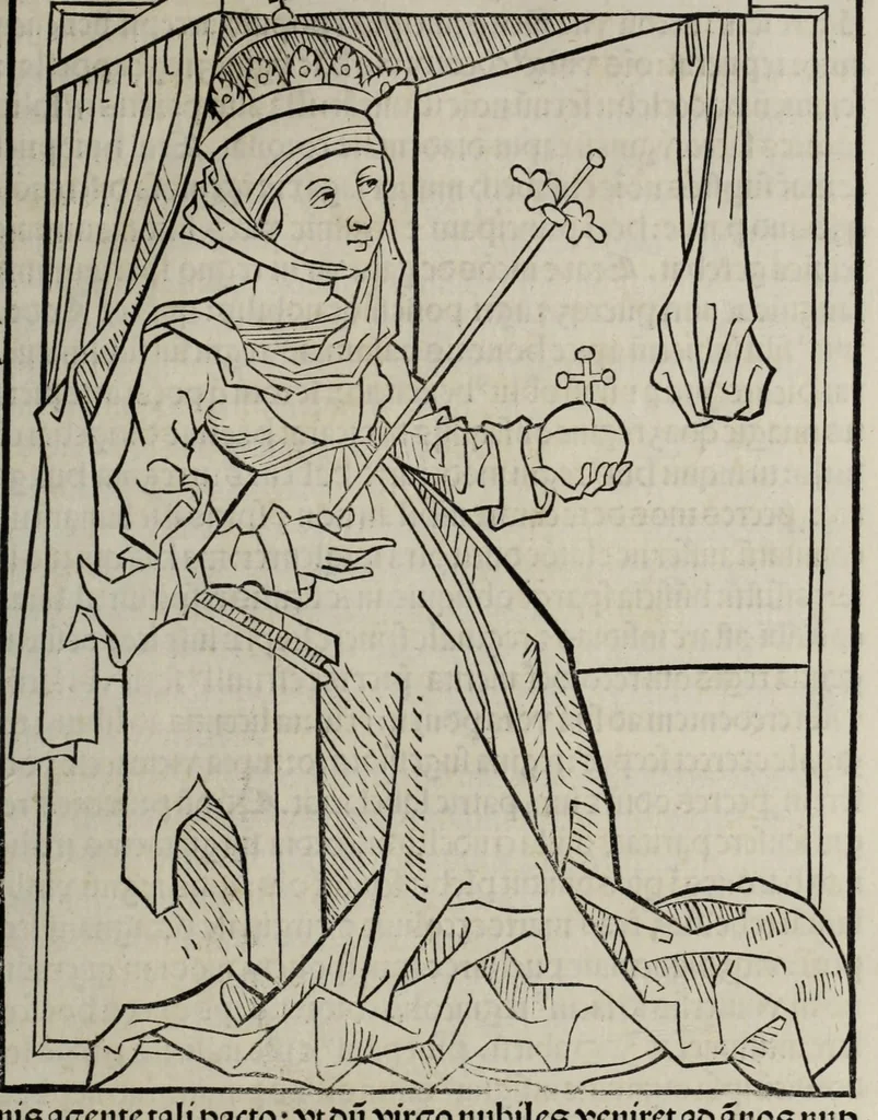 An illustration from Prefatio magistri Ioha[n]nis de thwrocz : in primu[m] libru[m] Chronice hungaror[um] foeliciter incipit, leaf 205