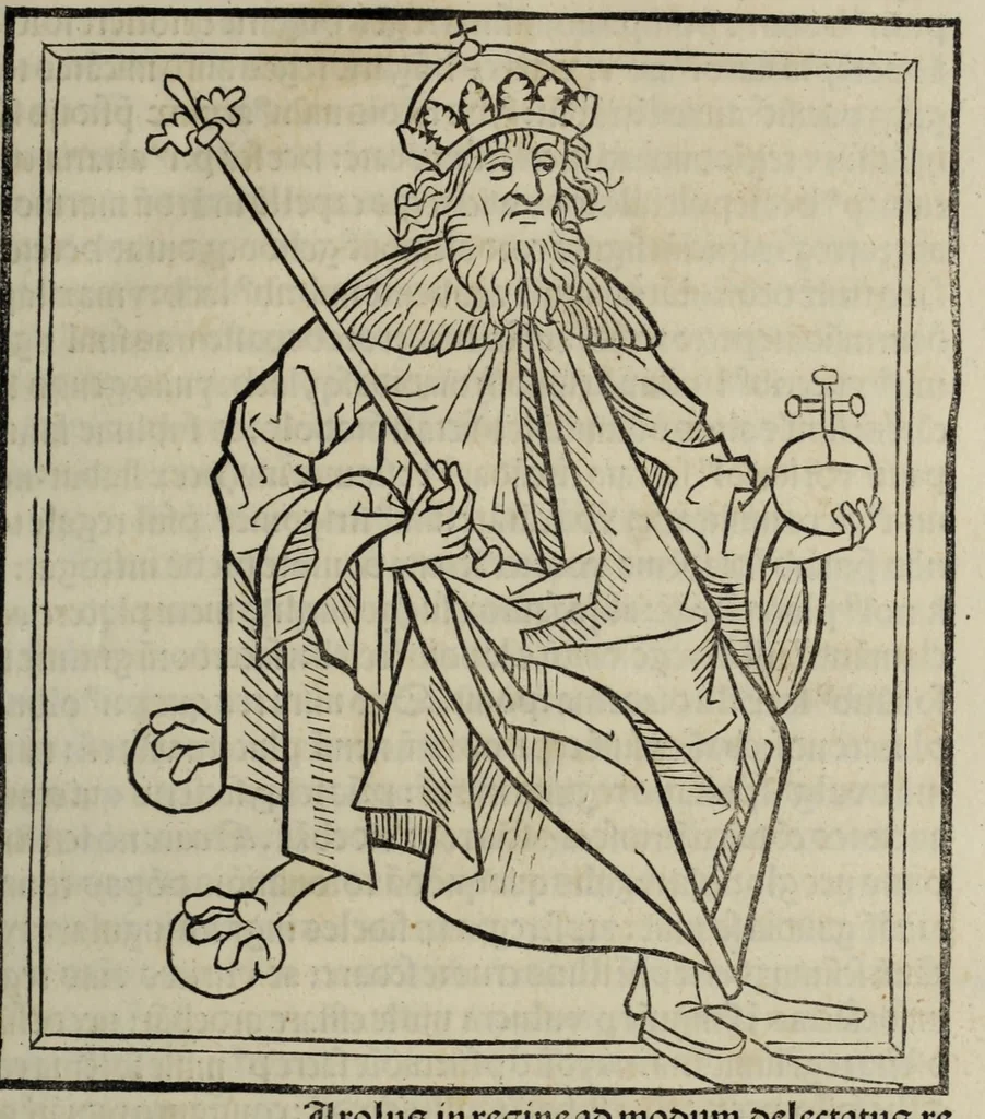 An illustration from Prefatio magistri Ioha[n]nis de thwrocz : in primu[m] libru[m] Chronice hungaror[um] foeliciter incipit, leaf 217