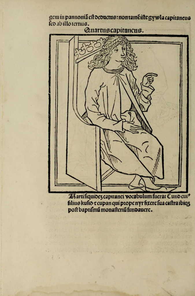 An illustration from Prefatio magistri Ioha[n]nis de thwrocz : in primu[m] libru[m] Chronice hungaror[um] foeliciter incipit, leaf 66