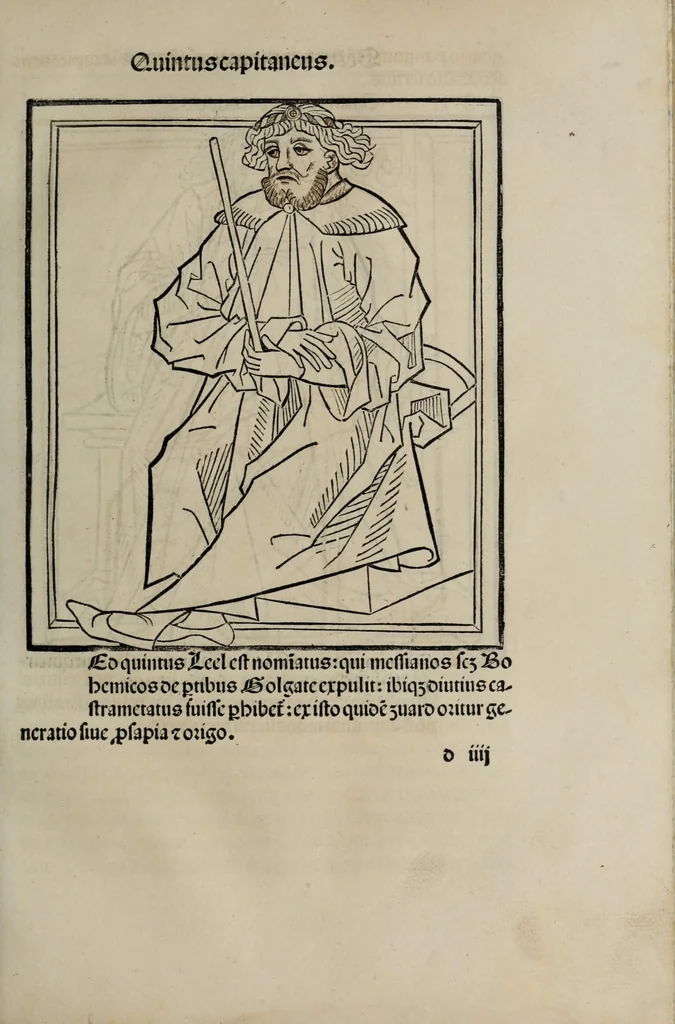 An illustration from Prefatio magistri Ioha[n]nis de thwrocz : in primu[m] libru[m] Chronice hungaror[um] foeliciter incipit, leaf 67