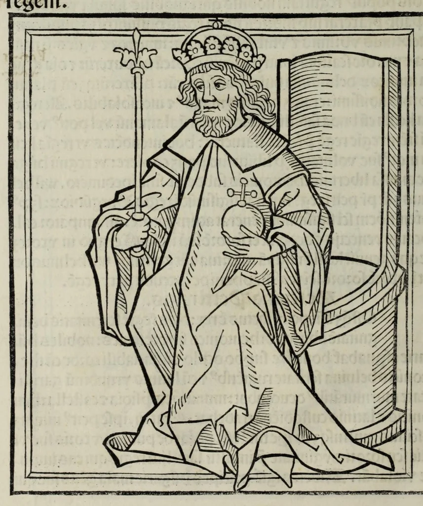 An illustration from Prefatio magistri Ioha[n]nis de thwrocz : in primu[m] libru[m] Chronice hungaror[um] foeliciter incipit, leaf 84