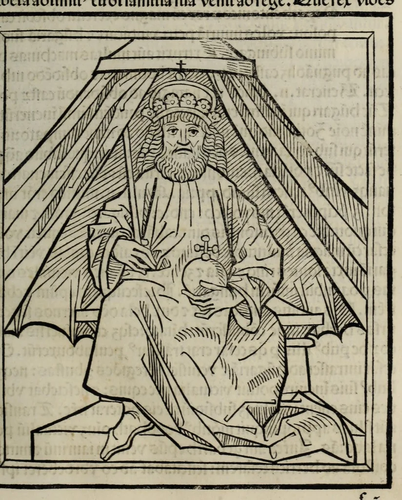 An illustration from Prefatio magistri Ioha[n]nis de thwrocz : in primu[m] libru[m] Chronice hungaror[um] foeliciter incipit, leaf 95